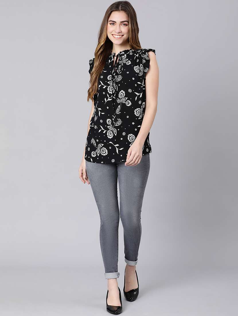 tie up neck floral top  - 18324598 -  Standard Image - 3