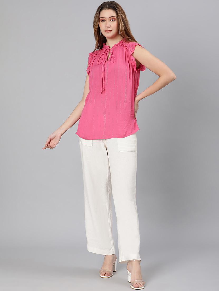 tie up neck solid top - 18324600 - Standard Image - 3