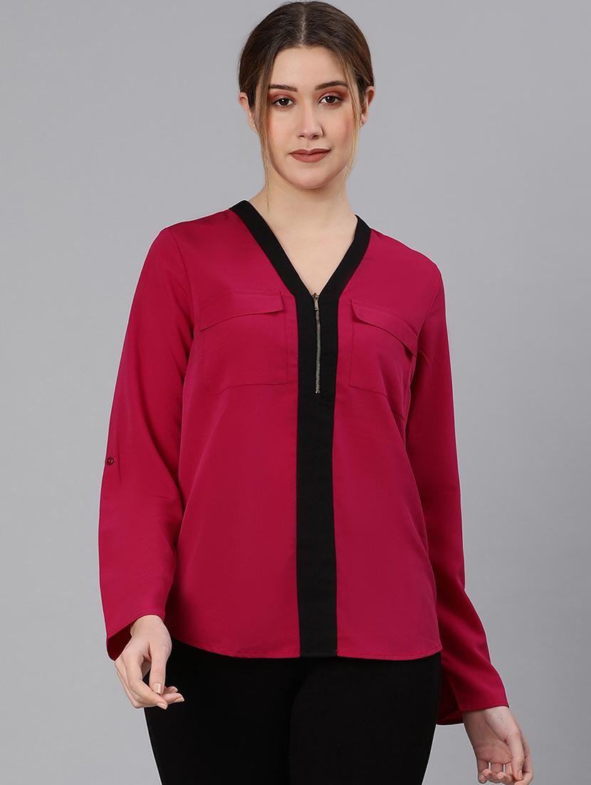women's straight v neck top - 18324608 -  Zoom Image - 0