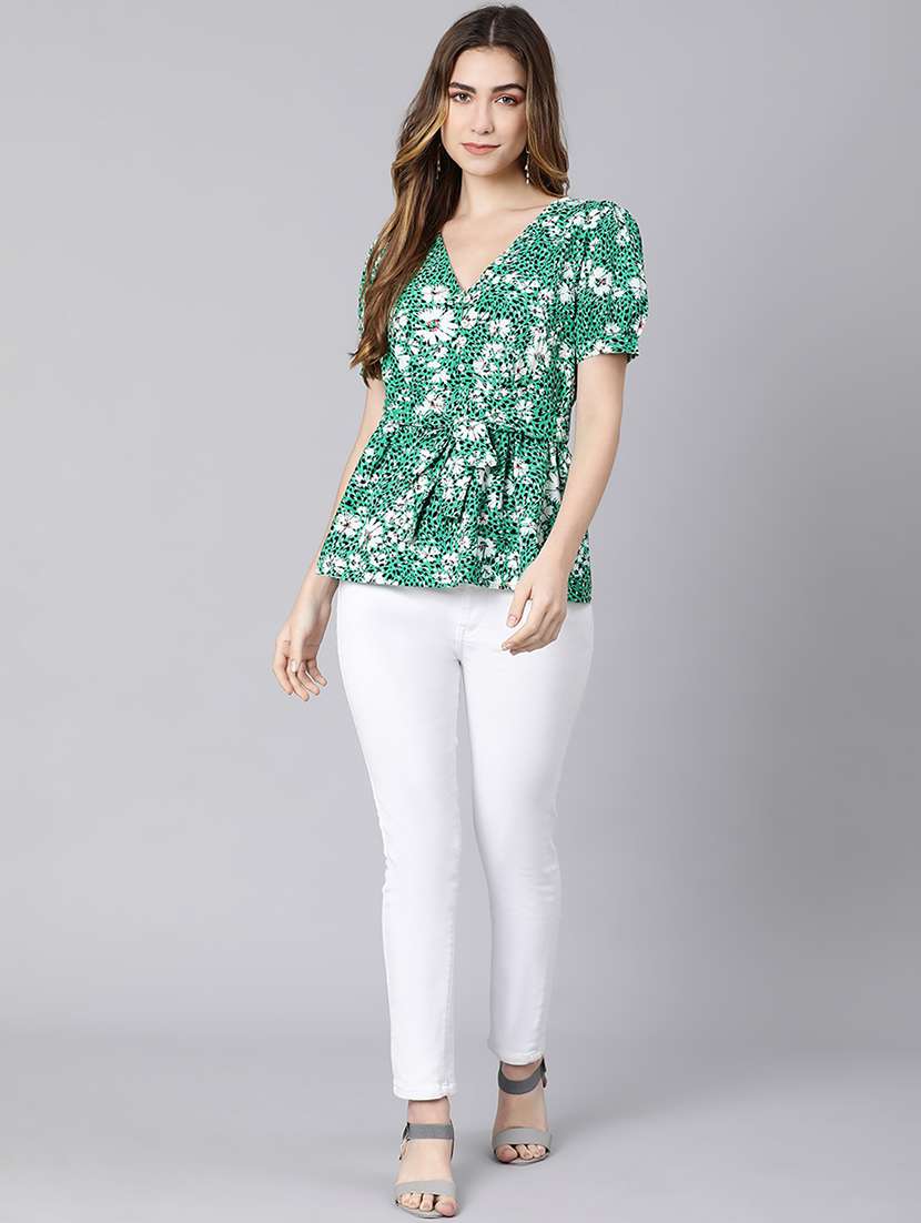 women's peplum v neck top - 18324619 - Standard Image - 3