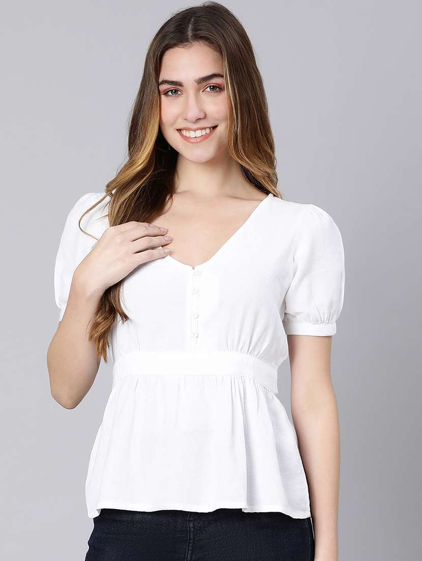 women's peplum v neck top