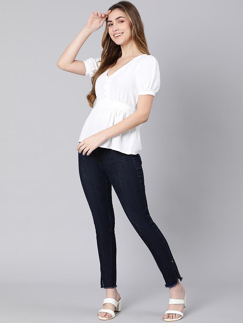 women's peplum v neck top - 18324620 - Standard Image - 3