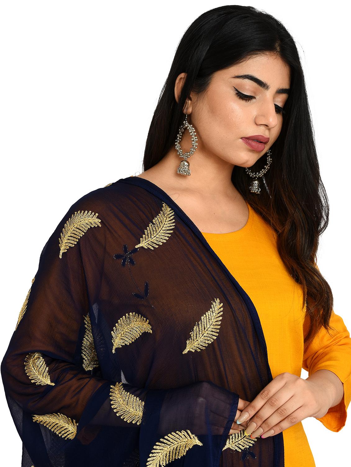 navy chiffon dupatta - 18324652 - Standard Image - 3