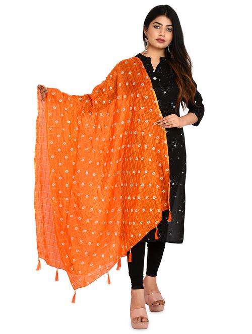 orange chiffon dupatta - 18324677 - Standard Image - 0