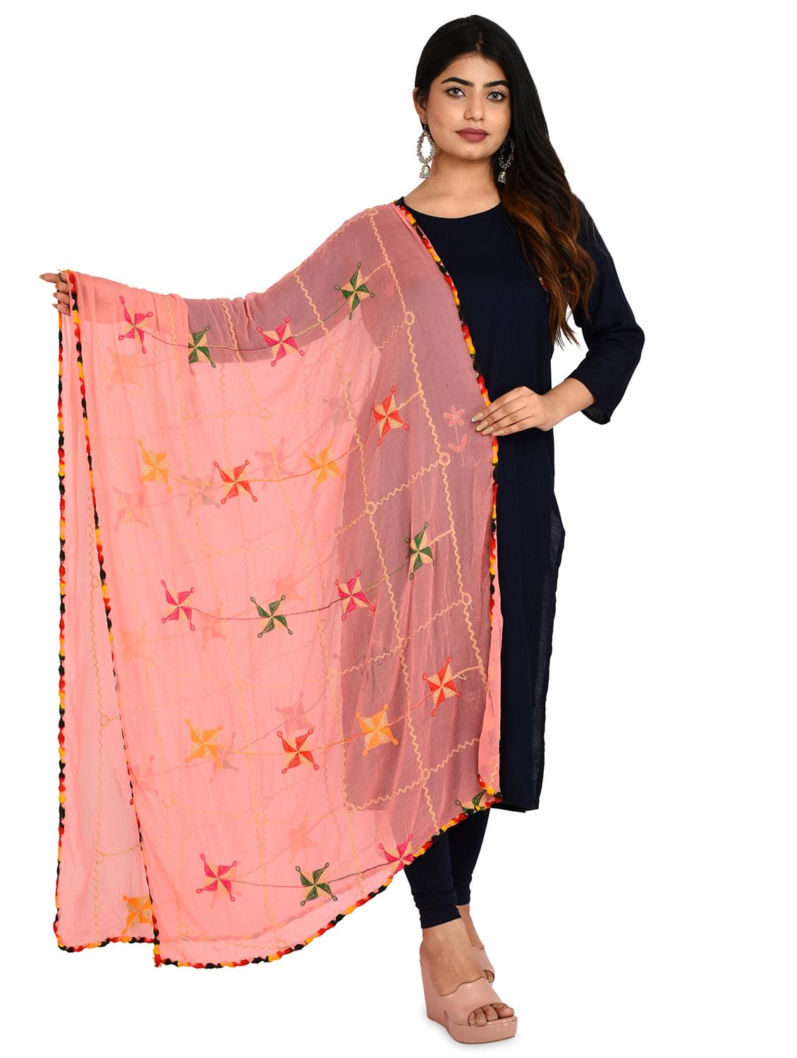 peach chiffon dupatta - 18324702 -  Zoom Image - 0