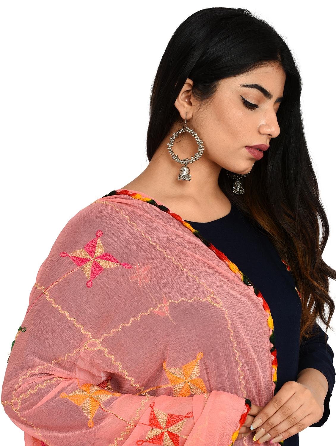 peach chiffon dupatta - 18324702 - Standard Image - 3