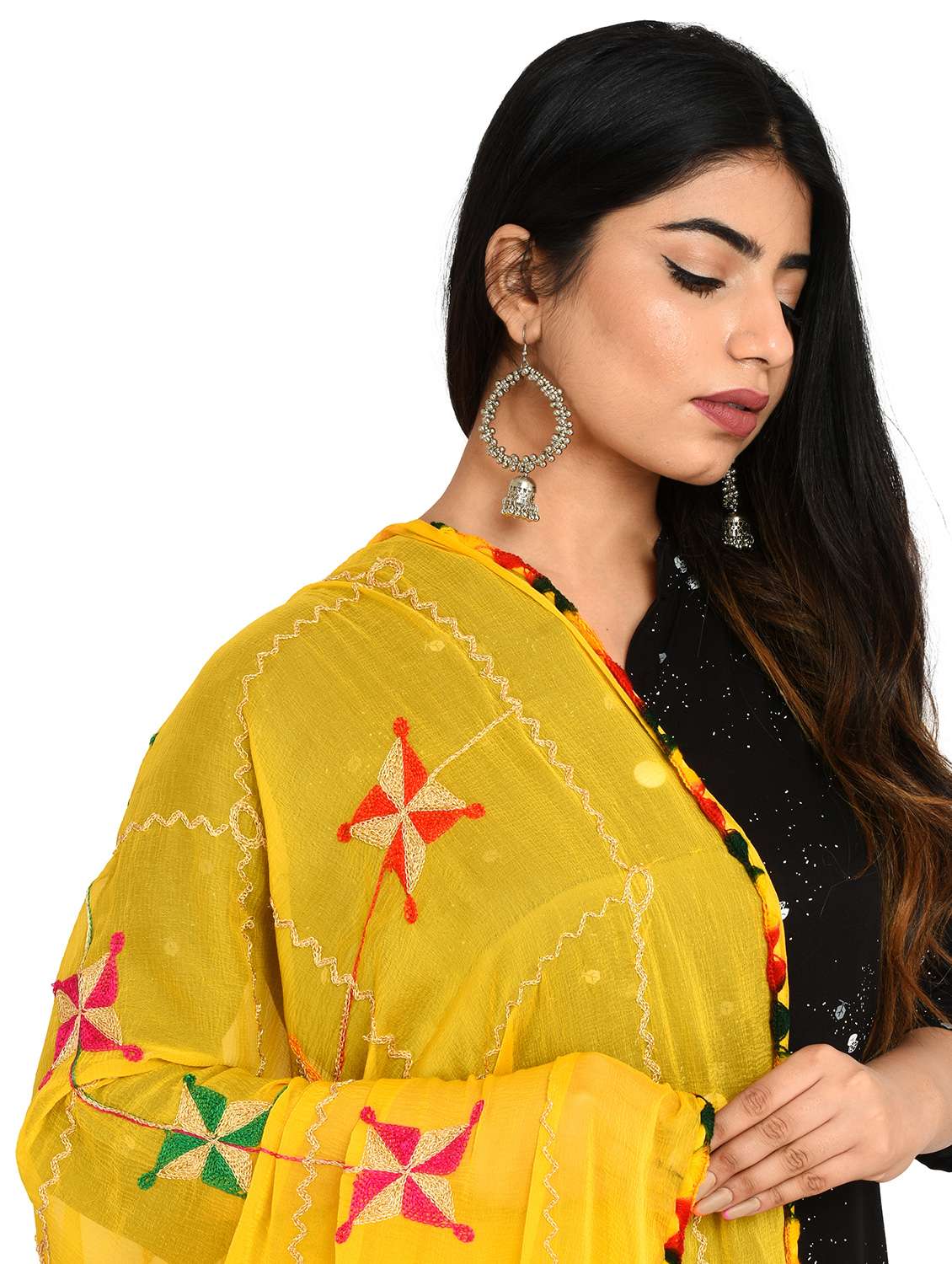 yellow chiffon dupatta - 18324708 - Standard Image - 3