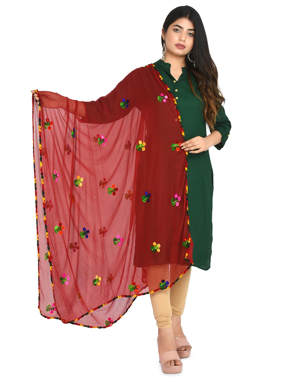 floral embroidered dupatta - 18324713 -  Zoom Image - 0