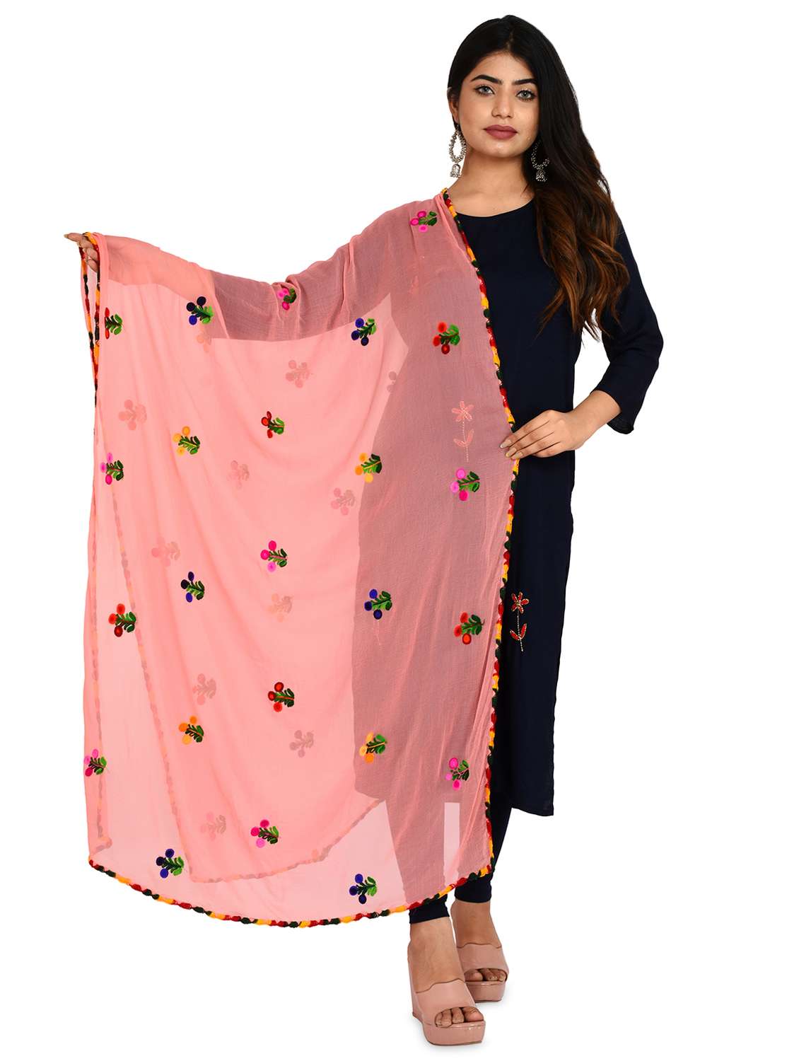 peach chiffon dupatta