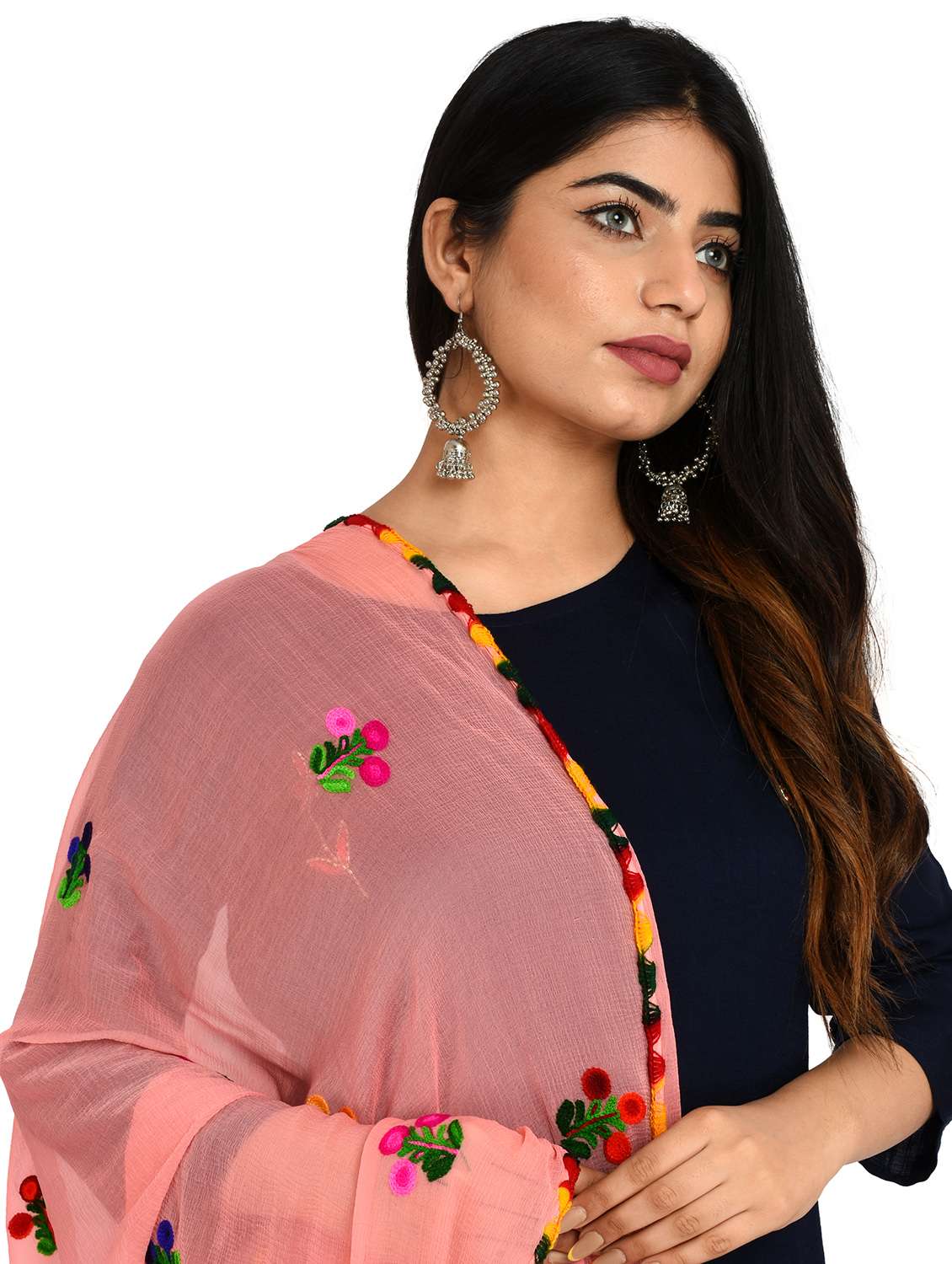 peach chiffon dupatta - 18324715 -  Standard Image - 3
