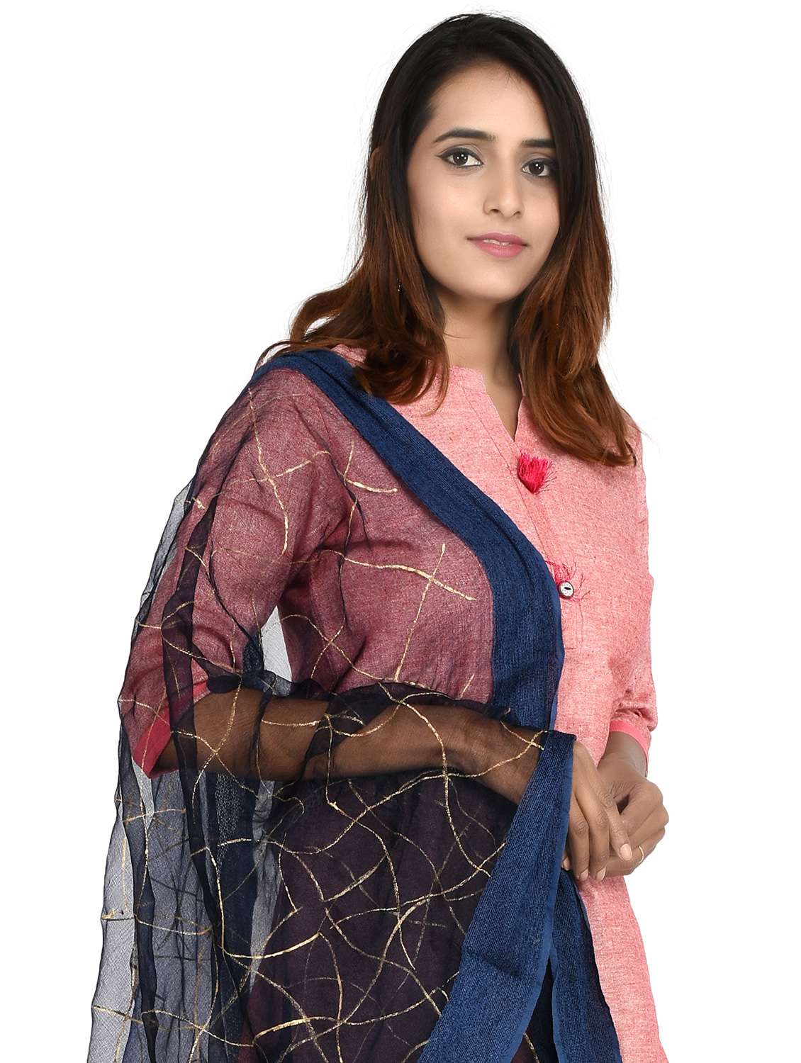 navy chiffon dupatta - 18324724 - Standard Image - 3