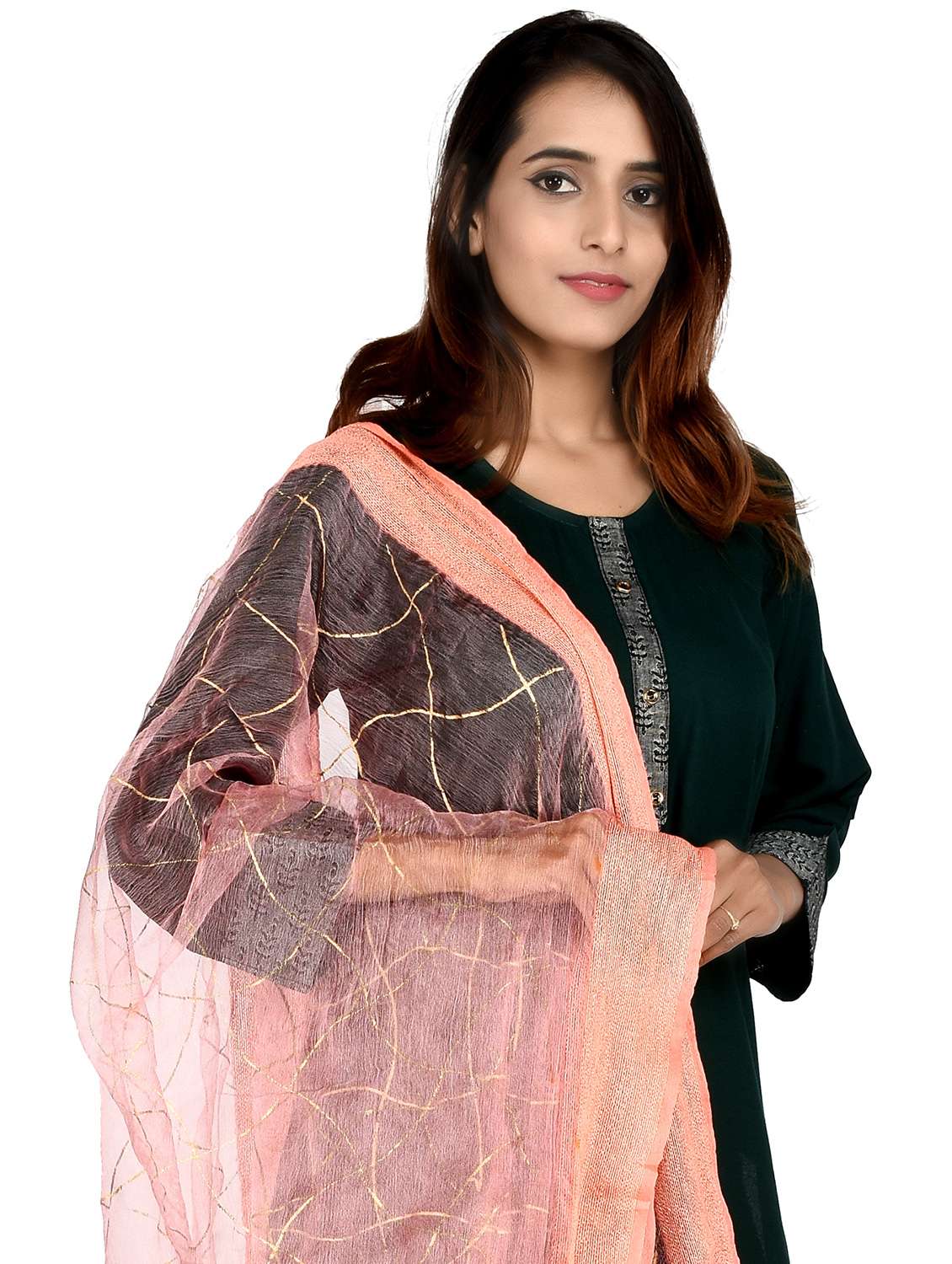 peach chiffon dupatta - 18324726 -  Standard Image - 3