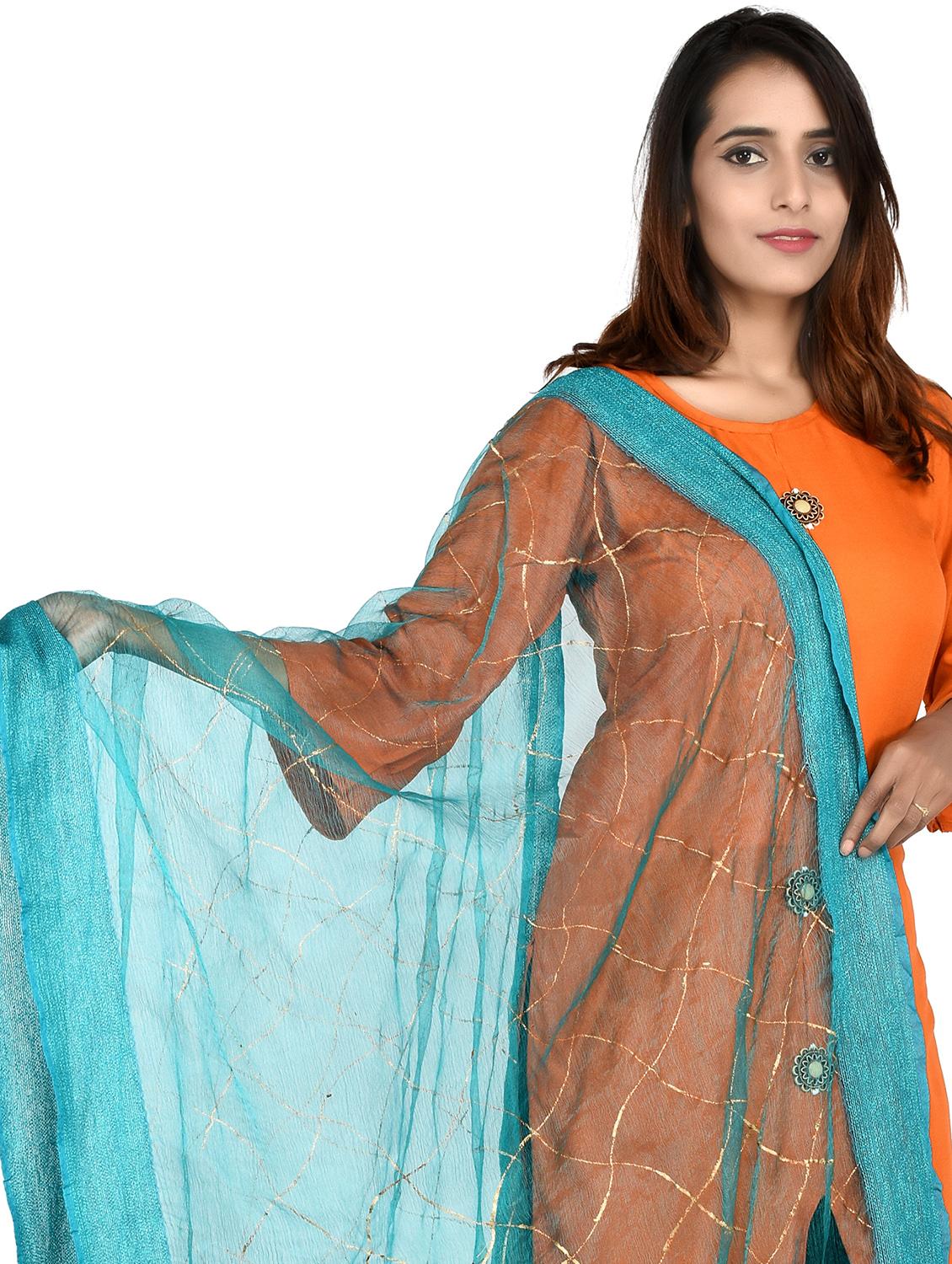olive chiffon dupatta - 18324727 - Standard Image - 3
