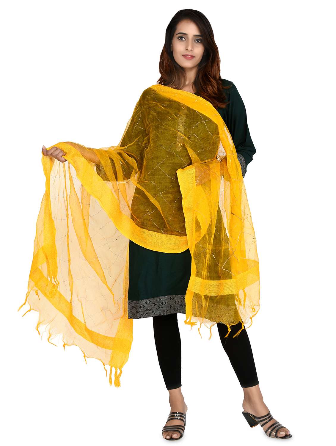 yellow chiffon dupatta - 18324731 - Zoom Image - 0