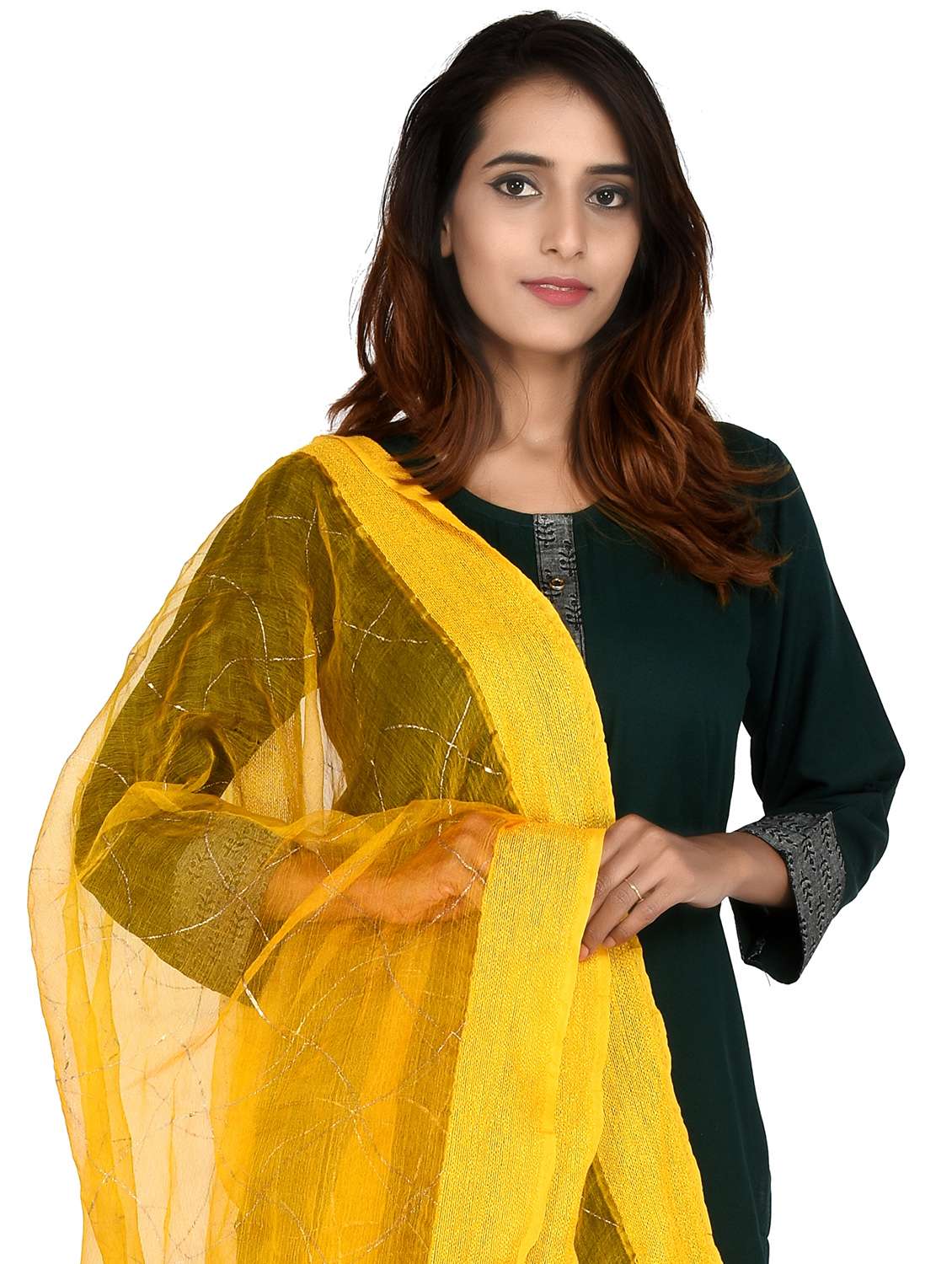 yellow chiffon dupatta - 18324731 - Standard Image - 3