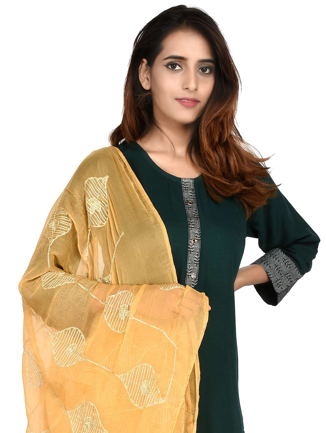 beige chiffon dupatta - 18324732 - Standard Image - 3