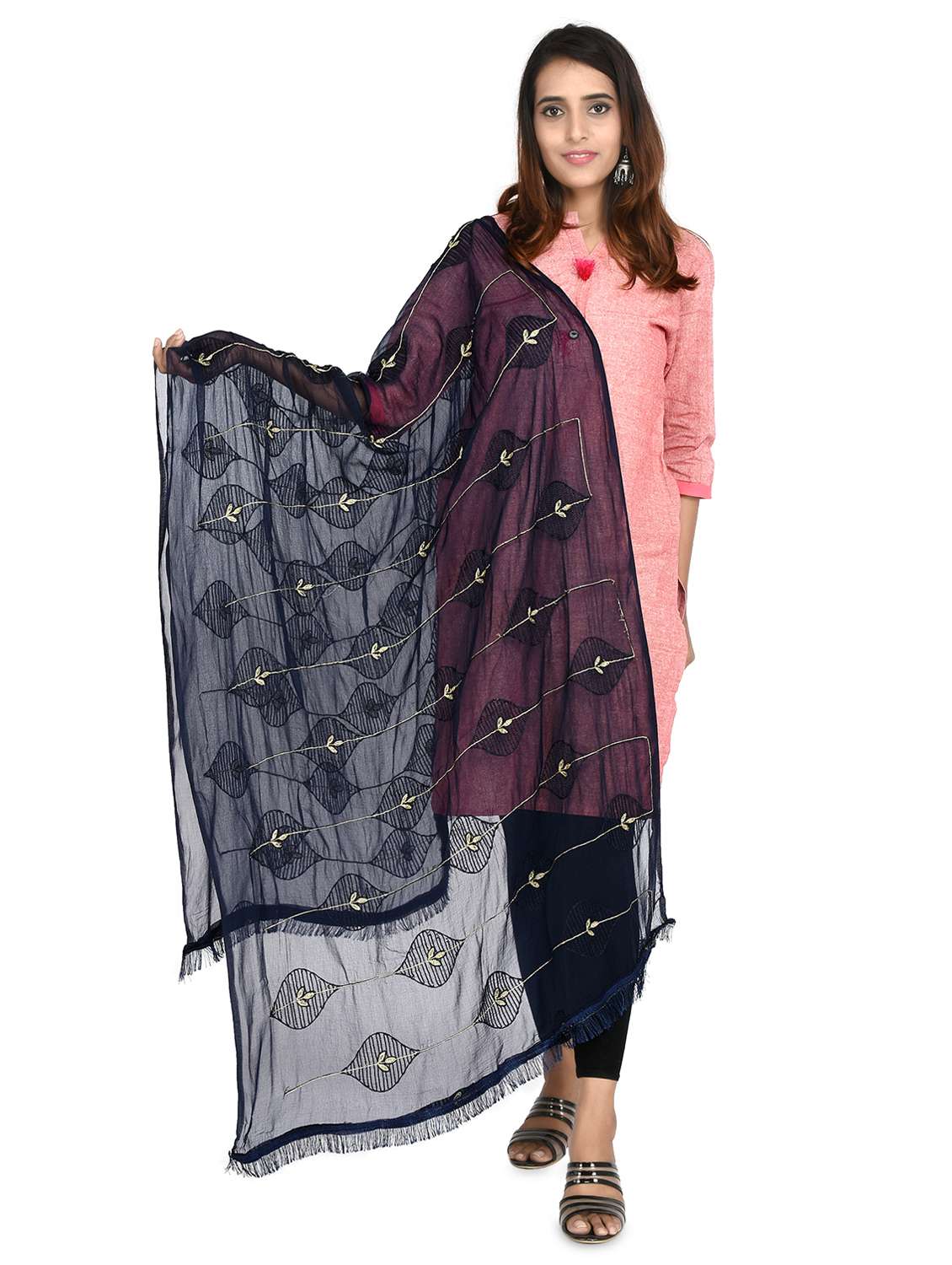 navy chiffon dupatta - 18324735 - Zoom Image - 0