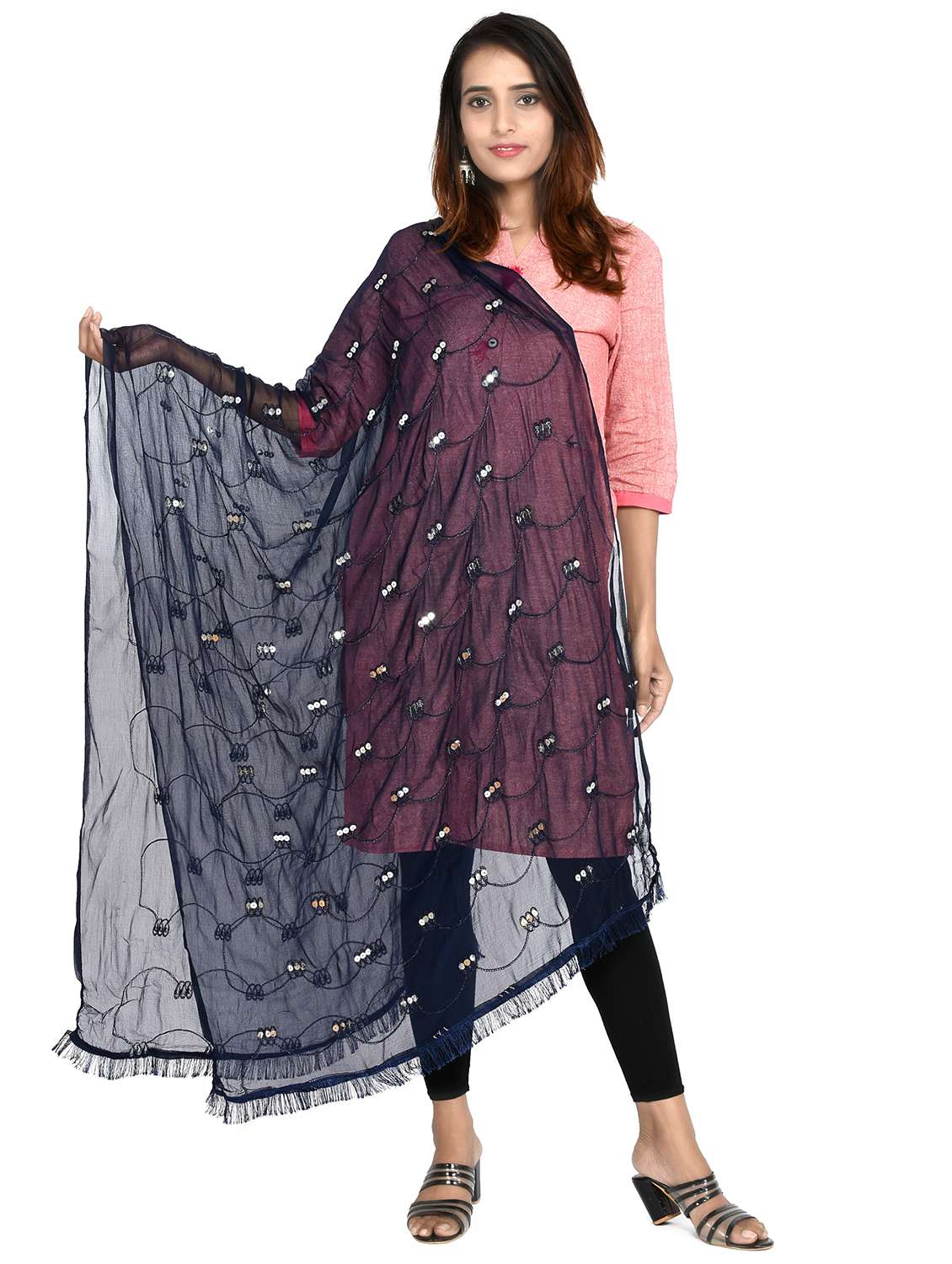 navy chiffon dupatta - 18324743 -  Zoom Image - 0