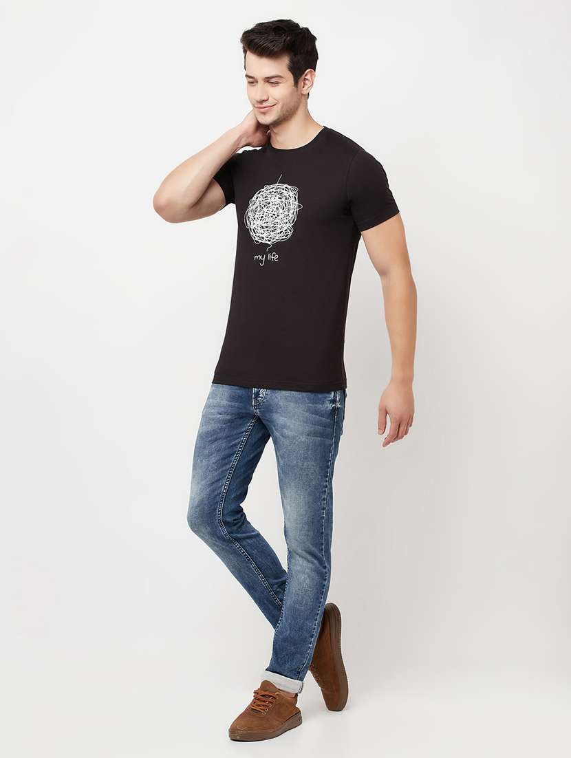 black chest-printed t-shirt - 18324773 -  Standard Image - 3