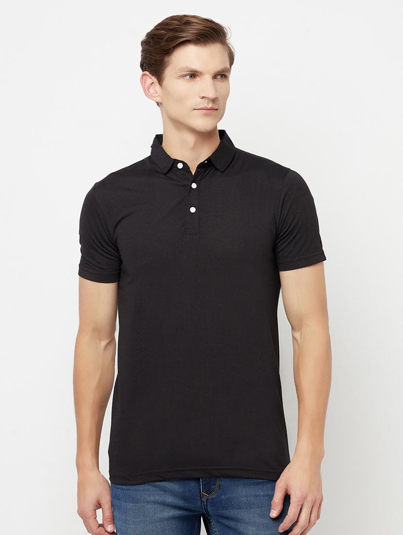 black solid polo t-shirt - 18324814 - Zoom Image - 0