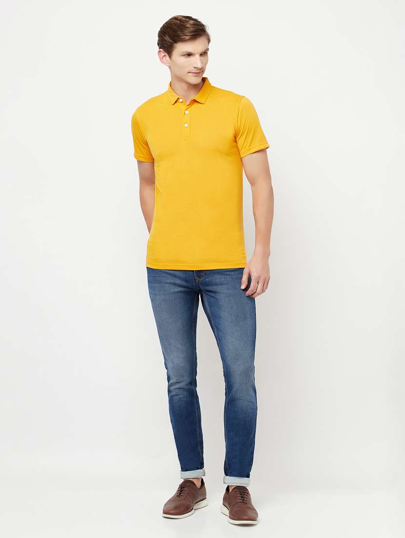 yellow solid polo t-shirt - 18324816 - Standard Image - 3