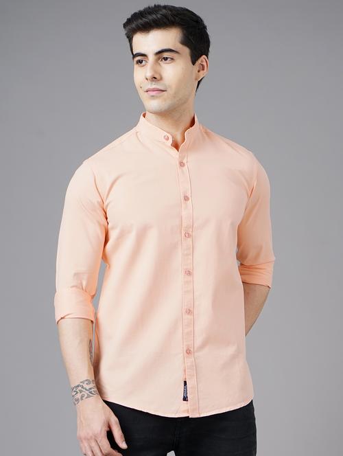 peach solid casual shirt - 18325009 - Standard Image - 0