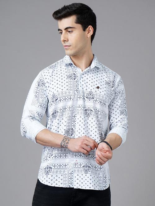 white printed casual shirt - 18325035 -  Standard Image - 0