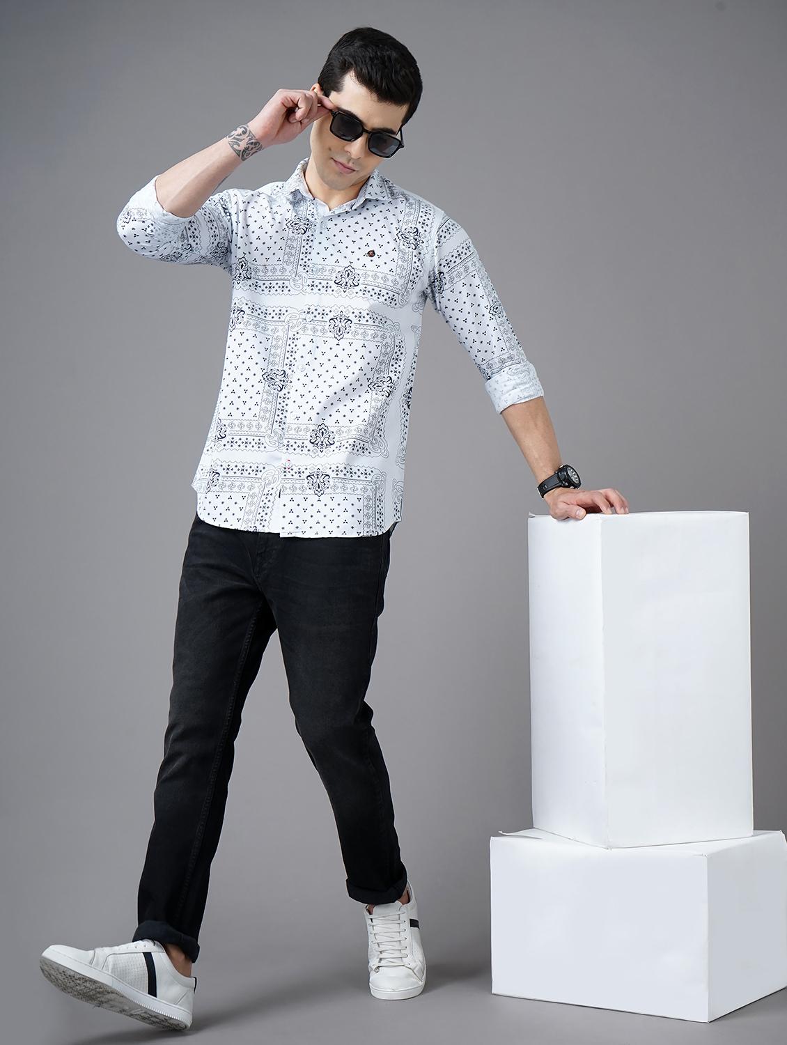 white printed casual shirt - 18325035 - Standard Image - 3