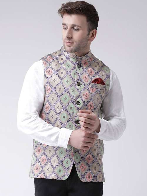 hangup men's multi color printed bandhgala  - 18325124 -  Standard Image - 0