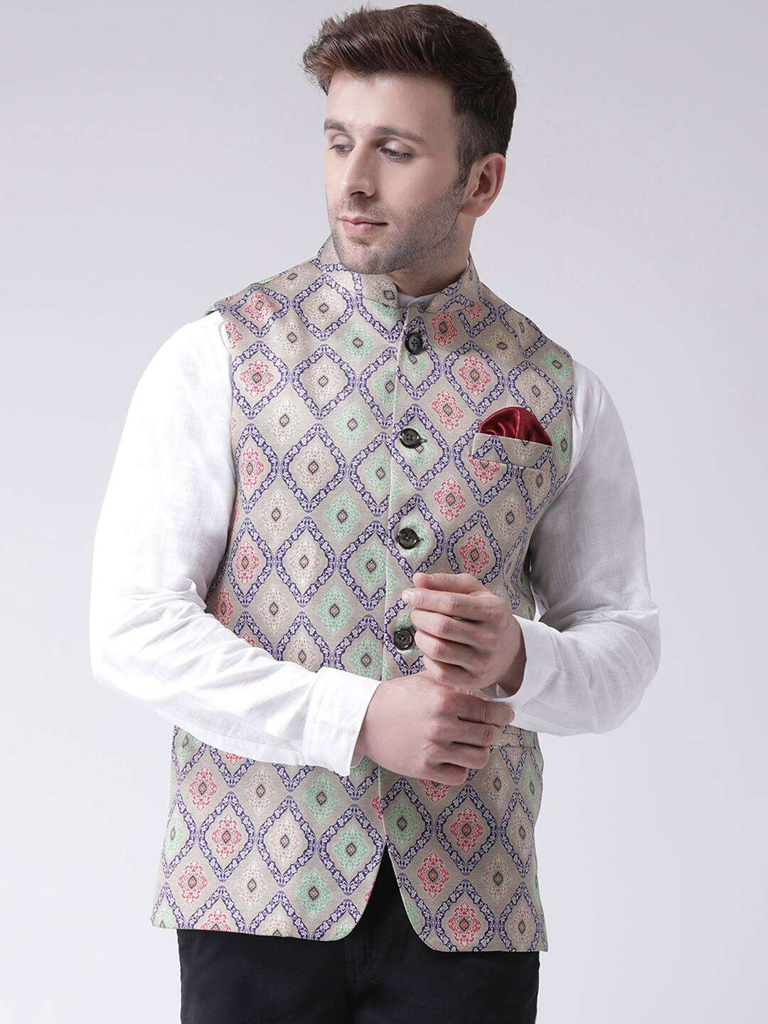 hangup men's multi color printed bandhgala  - 18325124 -  Zoom Image - 0
