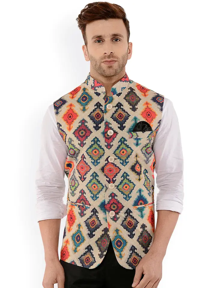 hangup men's multi color printed bandhgala  - 18325127 -  Zoom Image - 0