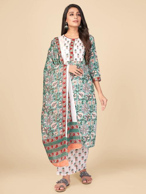turquoise cotton suit set - 18325298 - Standard Image - 0