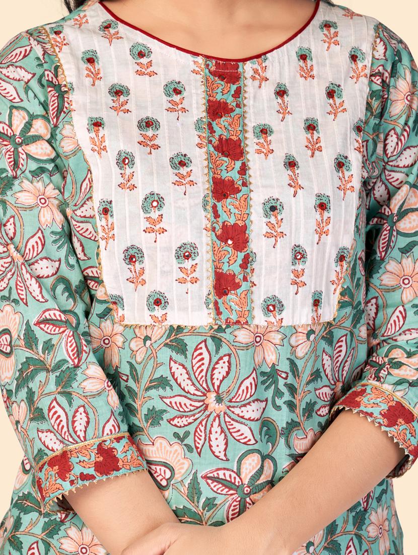 turquoise cotton suit set - 18325298 - Standard Image - 3