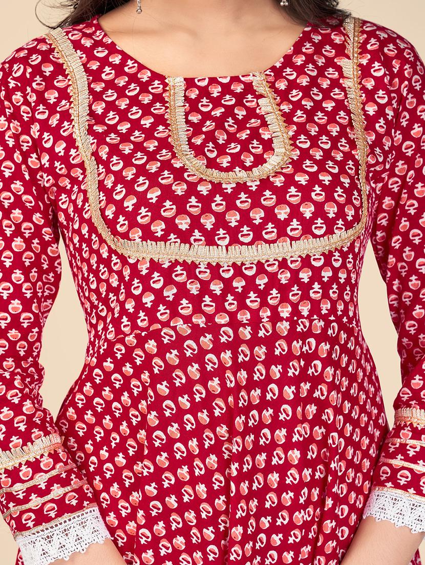 red cotton suit set - 18325304 - Standard Image - 3