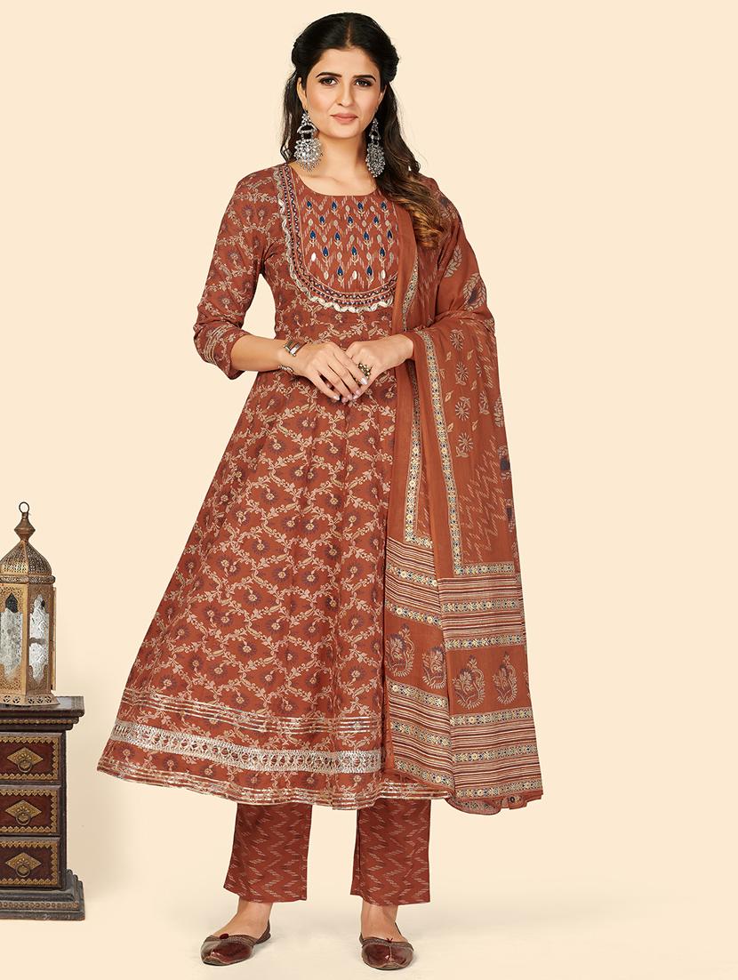 brown printed suit set - 18325423 - Zoom Image - 0