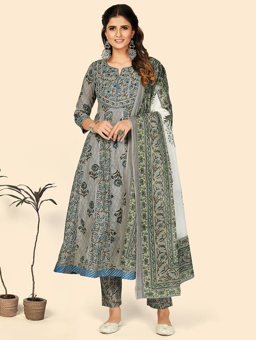 grey cotton suit  set - 18325425 -  Standard Image - 0