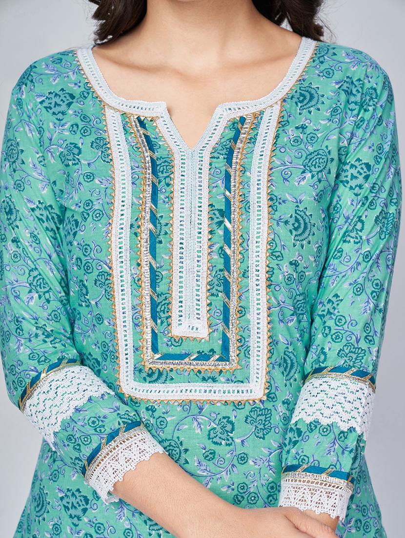 turquoise cotton suit set - 18325472 - Standard Image - 5