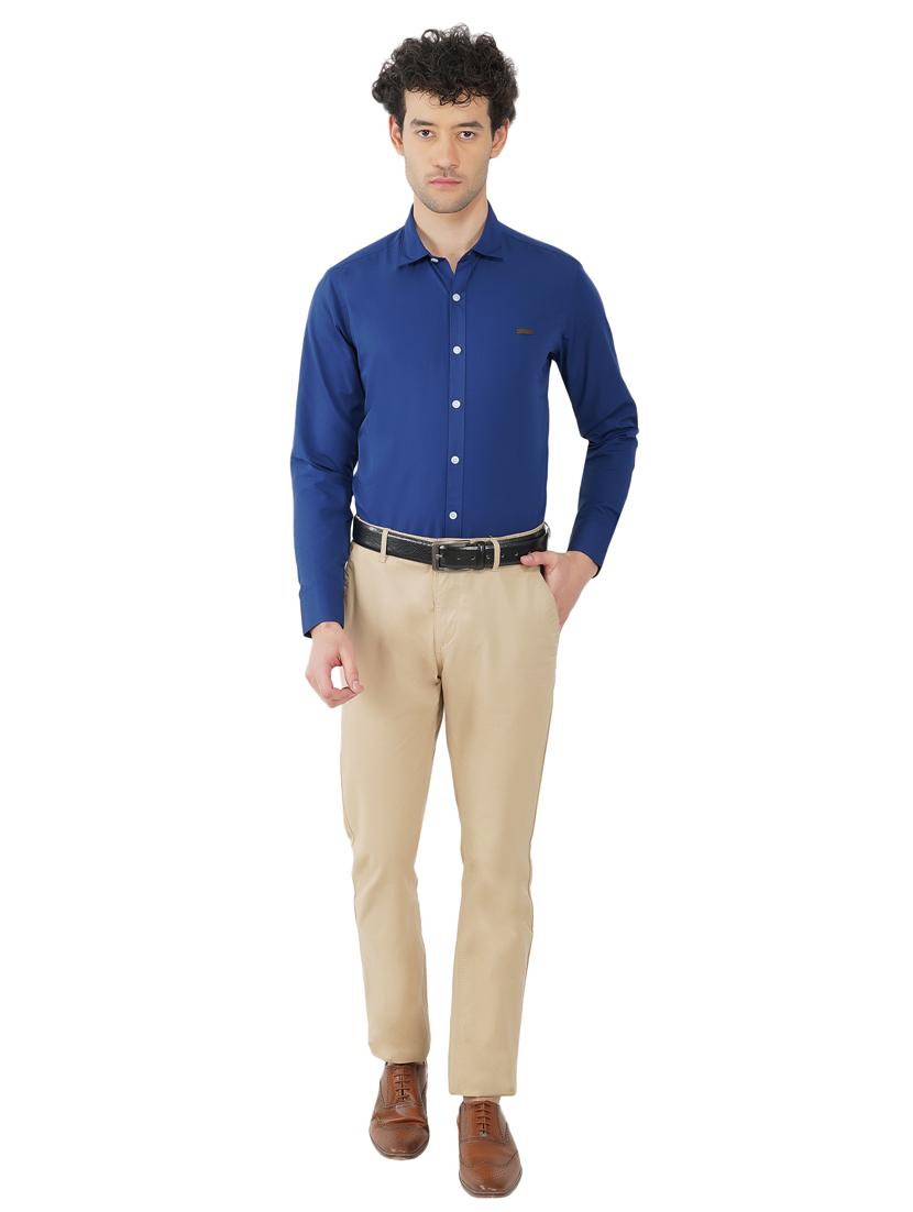 navy blue slim fit solid shirt - 18325825 - Standard Image - 3