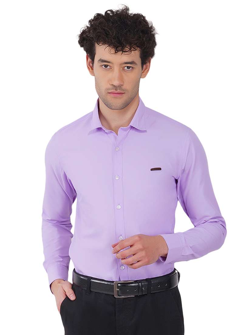 light blue slim fit solid shirt  - 18325826 -  Zoom Image - 0