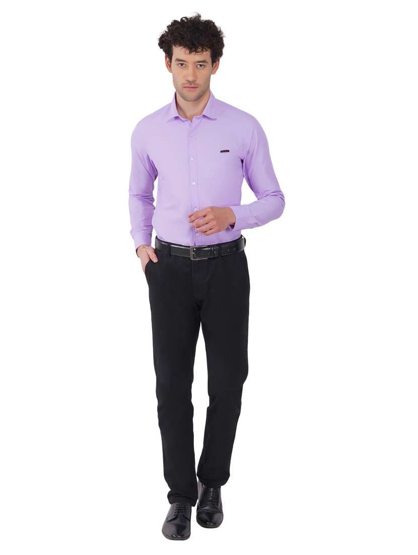 light blue slim fit solid shirt - 18325826 - Standard Image - 3