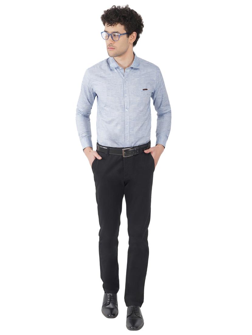 blue slim fit solid shirt - 18325837 - Standard Image - 3