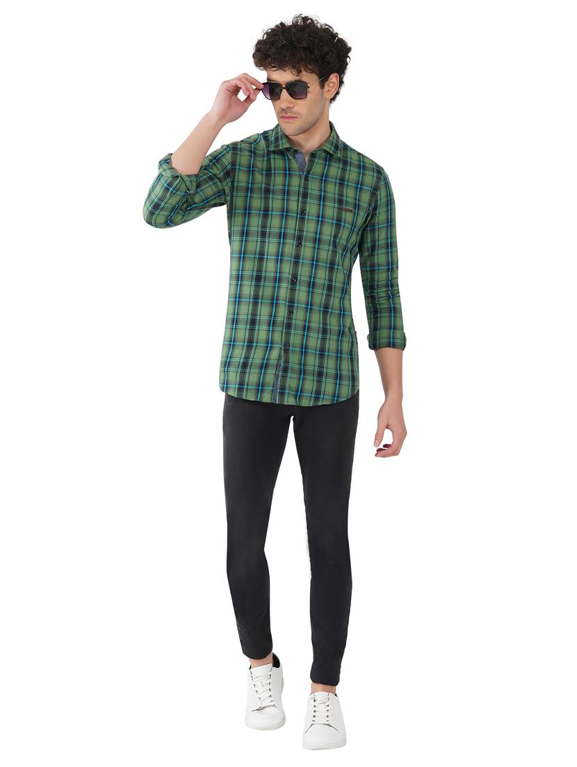 green checked slim fit shirt - 18325860 - Standard Image - 3