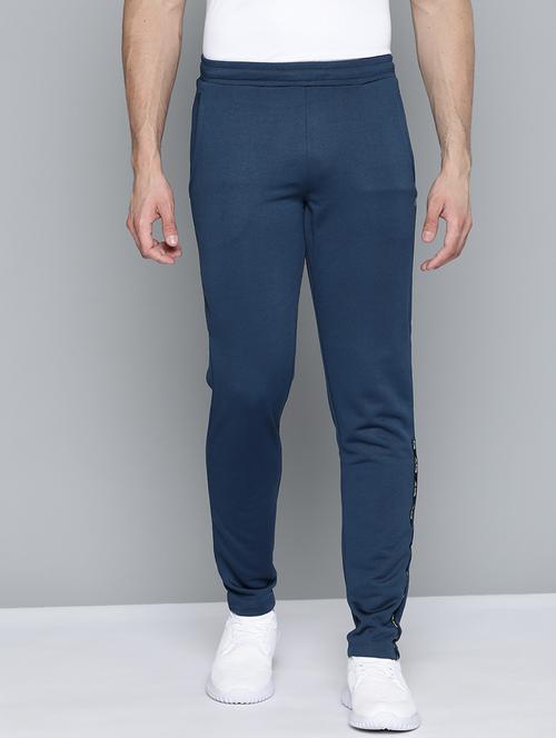navy-blue solid full length track pant - 18326525 - Standard Image - 0