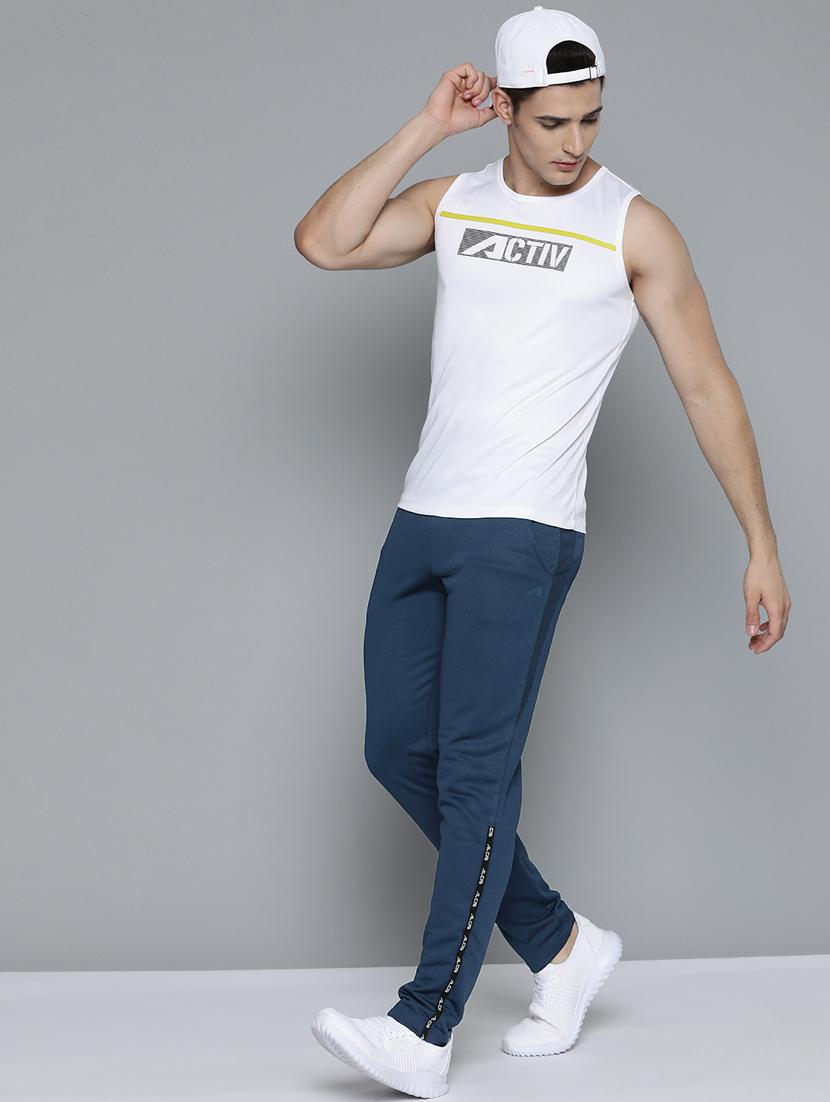 navy-blue solid full length track pant - 18326525 - Standard Image - 3