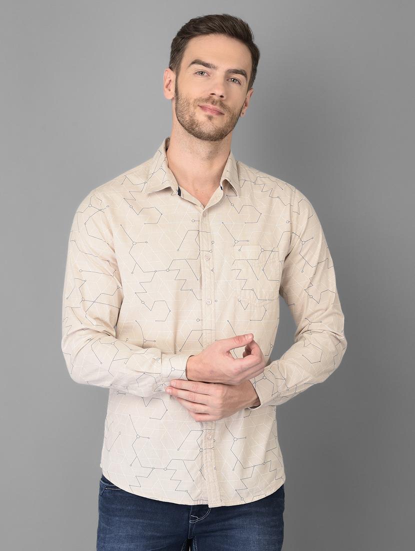 beige printed casual shirt - 18326655 - Zoom Image - 0