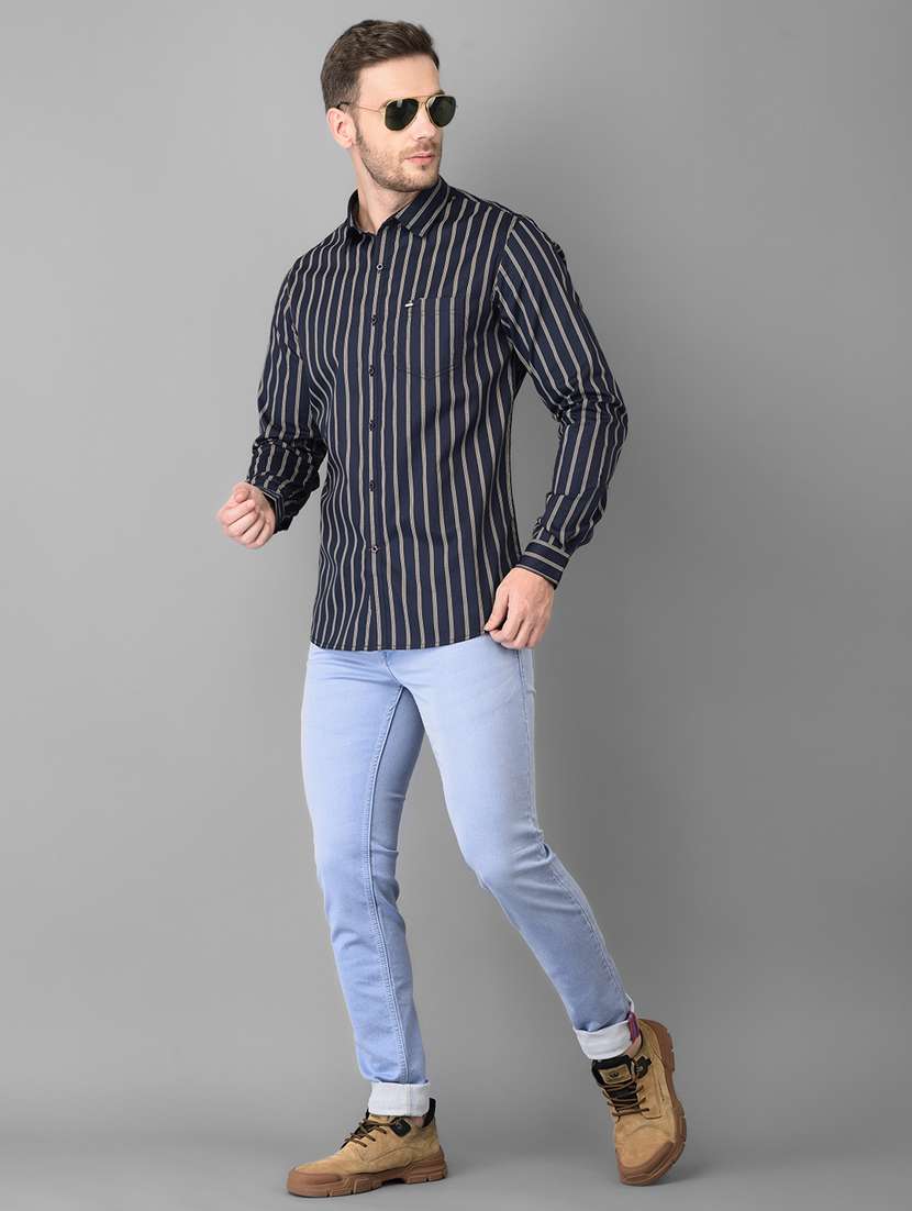 navy blue striped casual shirt - 18326658 -  Standard Image - 3