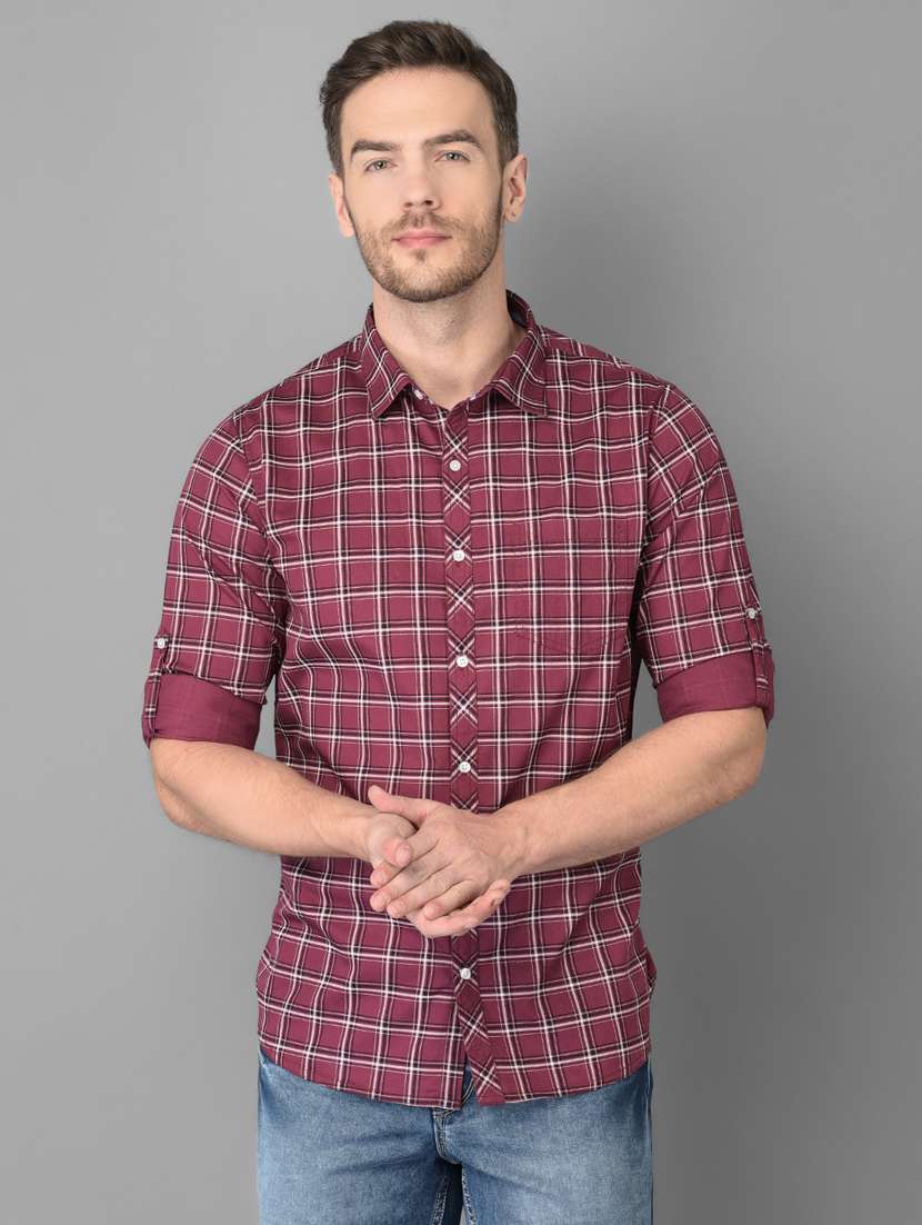 mauve checkered casual shirt - 18326660 - Zoom Image - 0