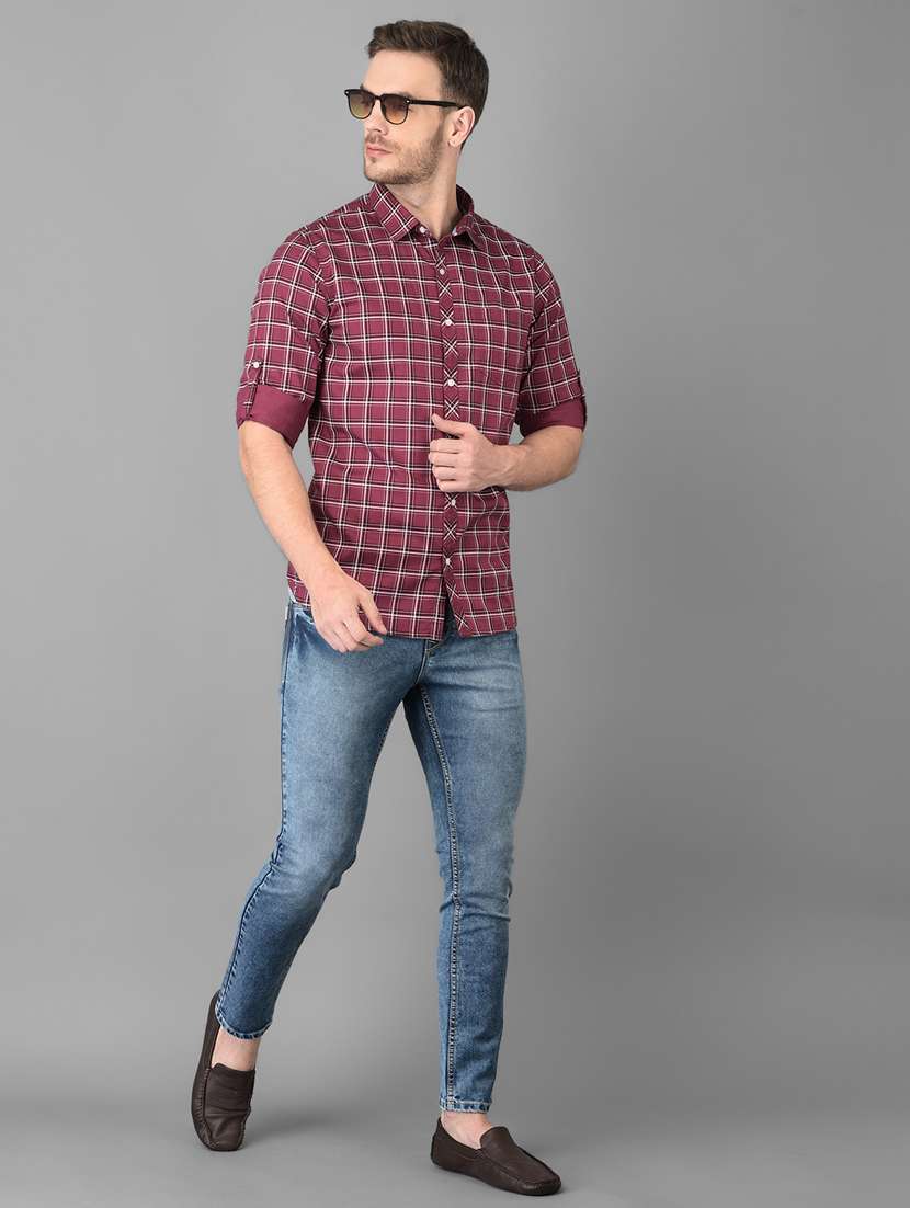 mauve checkered casual shirt - 18326660 - Standard Image - 3