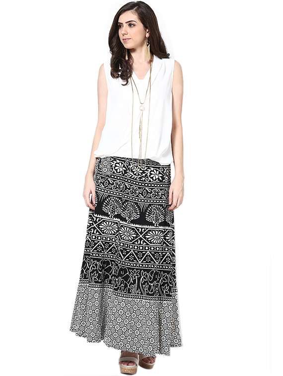 white printed flared skirt - 18327734 -  Standard Image - 3