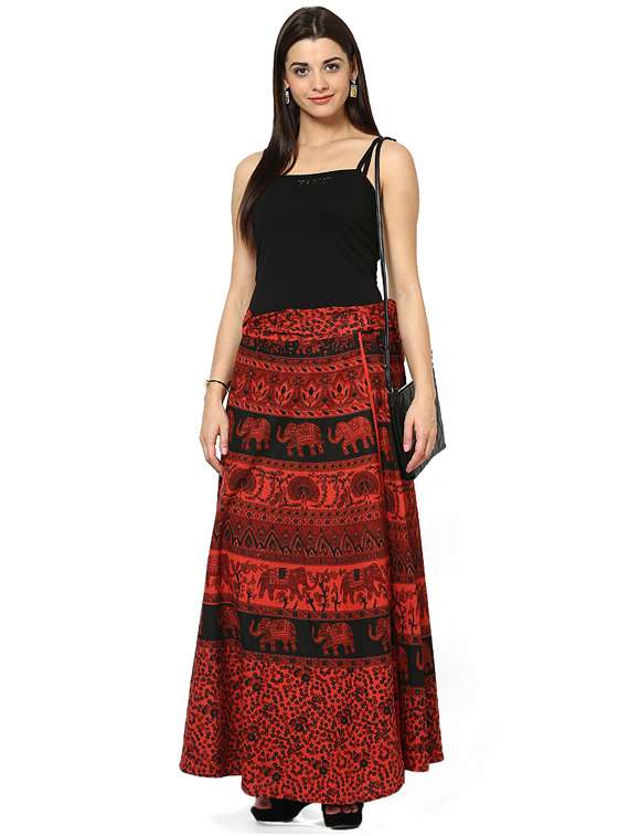 red printed flared skirt - 18327742 -  Standard Image - 3